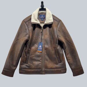 Rainforest Sand Nubuck Faux Shearling Hipster Jacket Men's M